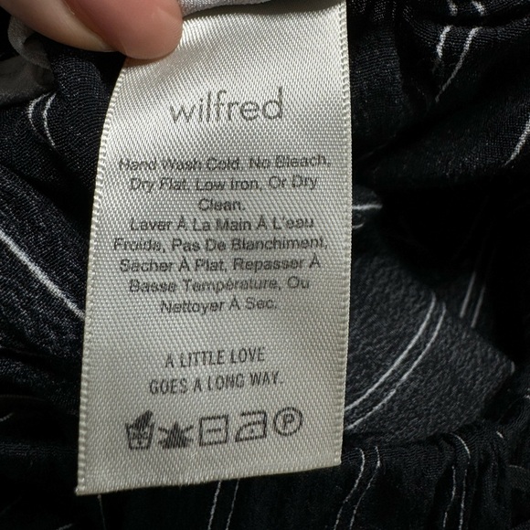 Aritzia Wilfred Faun Black Striped Wide Leg Rayon Crop Pants M - Picture 8 of 10